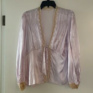 Vintage 1930s Edwardian lilac silk and lace night blouse